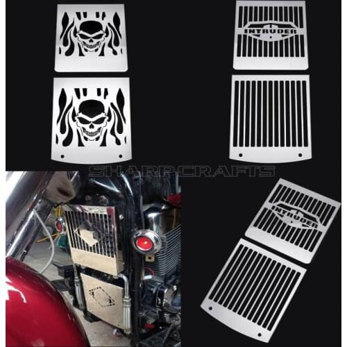 2X 98-08 Motorcycle Skull Radiator Grill Cover Guard Protector Water Tank Cooler Cap For SUZUKI VL1500 1500LC Intruder 1998-2008