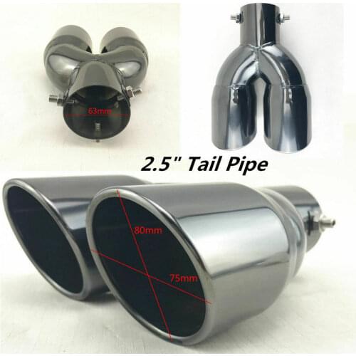 65mm 2.5 Stainless Steel Car Tail Dual Outlet Exhaust Pipe Tip Trim Muffler