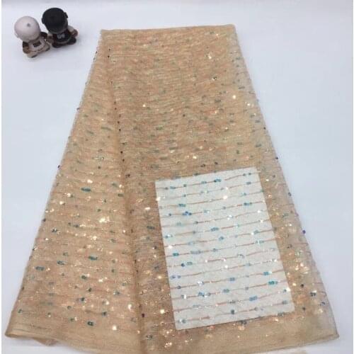 African Sequined Lace Fabric 2021 High Quality Lace Material Nigerian French Mesh Tulle Lace Fabric For Women Wearing XX3707