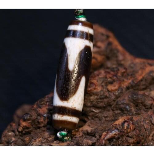 AL Treasure Magic Power Tibetan old Agate tiger-tooth dZi Bead Amulet Pendant Talisman Timestown UPD21Asw