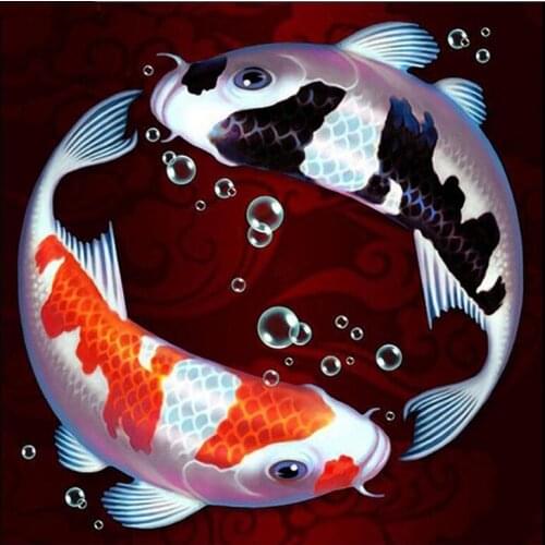 DIY Diamond Painting Koi fish 3D Diamond Embroidery Yin and Yang Cross Stitch full square Round mosaic decor rhinestone icon
