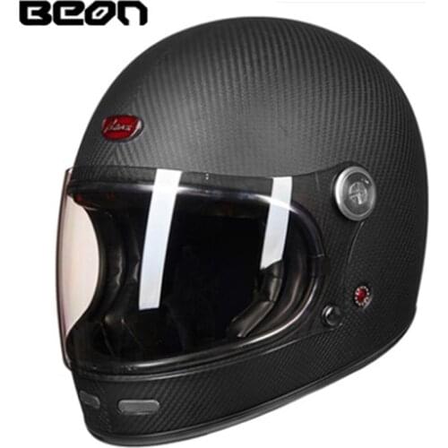 BEON Helmet Full Carbon Fiber Motocross Helmet Vintage Motorcycle Professional Helmets Retro Ultralight ECE Headgear B-510