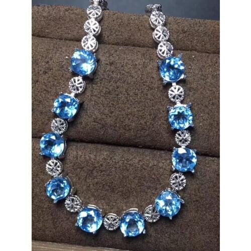 Natural blue topaz Bracelet Natural gemstone Elegant Luxurious Magical Stars Bracelet S925 bracelet women party fine Jewelery