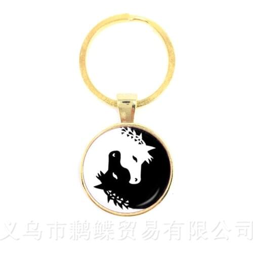 Yin-Yang Key Chain Ying Yang Magic Sign Zen Boho Style Keyring Glass Cabochon Tree Of Life Keyholder For Men Women Girl Gift