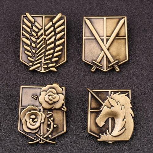 7 Styles Attack On Titan Brooch Pin Wings of Liberty Freedom Scout Regiment Legion Survey Recon Corp Eren Badge Anime Jewelry
