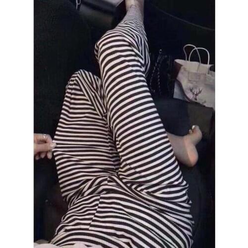 Black and White Horizontal Striped Pants Wide Leg Pants Drape Mopping Pants Casual Pants Women Loose Straight Pants