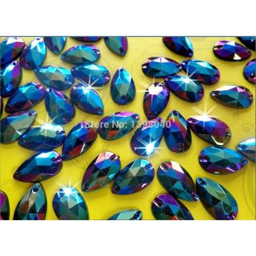 Loose beads 150pcs 11*18mm black-blue ABcolour sew on Acryl crystal rhinestones accessory gemstone flatback strass diamond