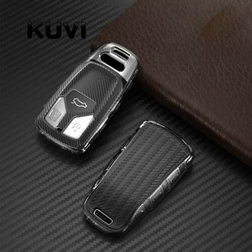 TPU Carbon Grain Car Key Case Cover Fob Shell For Audi A4 B9 A5 A6L S4 S5 S7 8W Q7 4M Q5 TT TTS RS Coupe Accessories