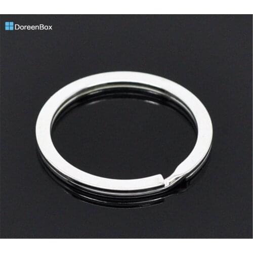Doreen Box hot- 20 Silver color Split Rings Key Rings 25mm (B12616)