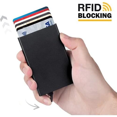 Quality Stainless Steel Credit Card Holder Men Slim Anti Protect Travel ID Cardholder Women Rfid Wallet Metal Case Porte Carte