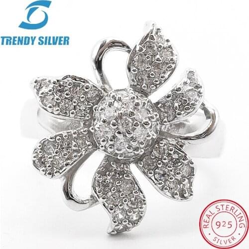 Vintage rings silver real 925 sterling jewelry for women rose gold with stone zircon solid elegant