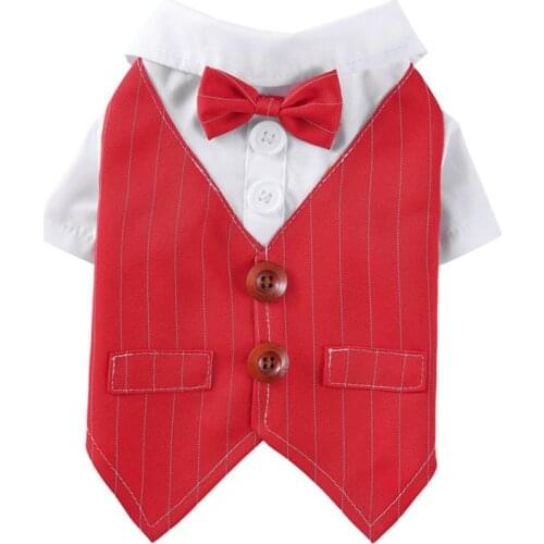 Pet Dog Wedding Clothes Striped Gentleman Dogs Tuxedo Suit Cat Dog Shirt Bow Tie Formal Outfit Newest