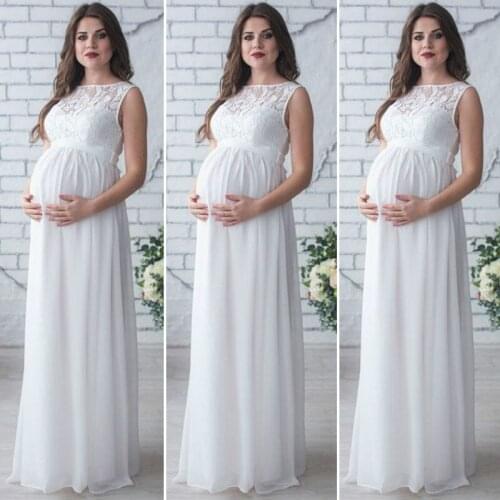 Pregnant Women Lace Sheer Maternity Long Maxi Dress Photography Props Ladies Dresses