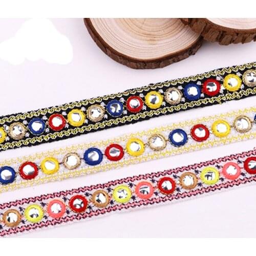 2.4CM small lens embroidery lace ethnic style embroidery lace ribbon clothing accessories Wedding scrapbook decoration 1M