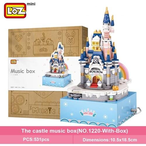 LOZ Music Box Mini Building Princess Castle Eight Rotating Music Box Small Grain Building Wood Toy Gift Model Puzzle Toy