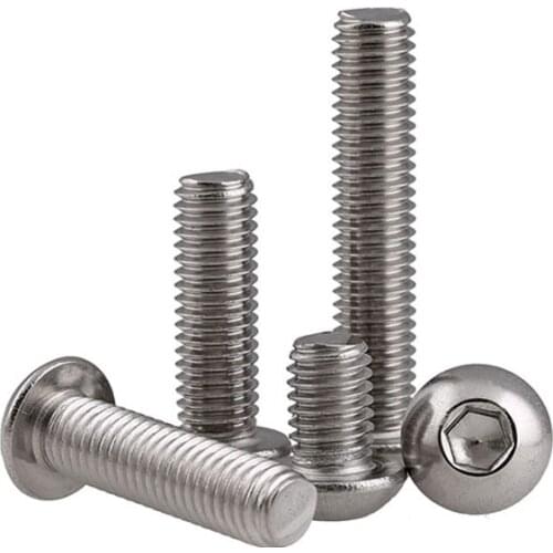 M8 M10 M12 304 Stainless Steel Hex Socket Round Head Screws Round Head Cap Screw Bolt DIN7380