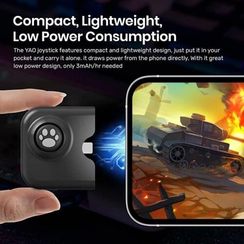 Mobile Game Controller with Charging Port for iPhone iPad Gaming Gamepad Grip Rocker Handle Power Pass Through Charging Black