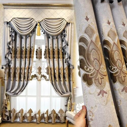 New Curtain High-end Luxury European Embroidery Shading Customized Products Curtains for Living Dining Room Bedroom