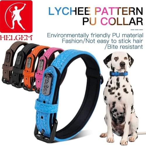 HELGEM Dog Collars Adjustable Soft Leather Dog Collar For Cat Puppy Large Dogs Pet Accessories