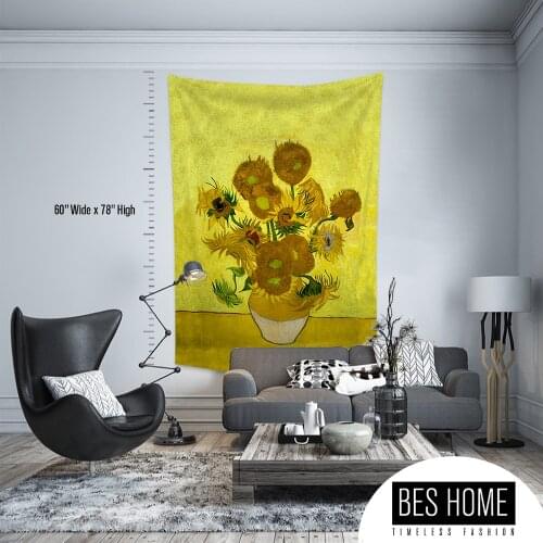Vincent Van Gogh - Sun Flowers,Fabric Wall Hanging,Tapestry,Textile Wall Hang,Wall Decoration, master Piece Tapestry