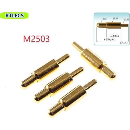 100pcs Spring Loaded Contact Pogo Pin Connector Barrel Diameter 2.1 mm Through Holes PCB Height 6.35 mm Vertical 2.1 x 8.85 mm