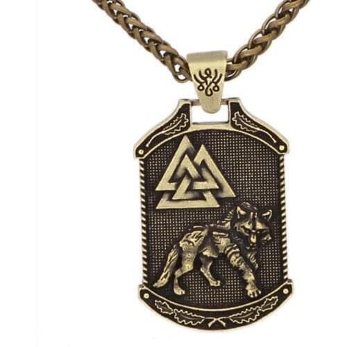 Retro Viking Viking Odin Wolf Valknut Knot Amulet Pendant Mens Necklace Wolf Totem Pendant Necklace Accessories Party Jewelry