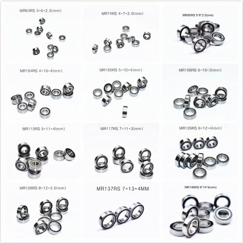 Rubber Seal Multiple sizes Miniature bearing 10piece free shipping MIX MR63 MR74 MR85 MR95-105-106-115-117-126-128-137-148