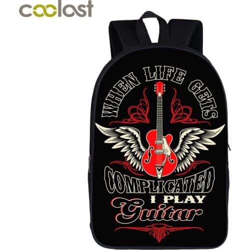 Rock And Roll Playing Guitar Backpack For Teenager Boys Girls Shoulder Bag Women Men Casual Backpack Kids Children School Bags