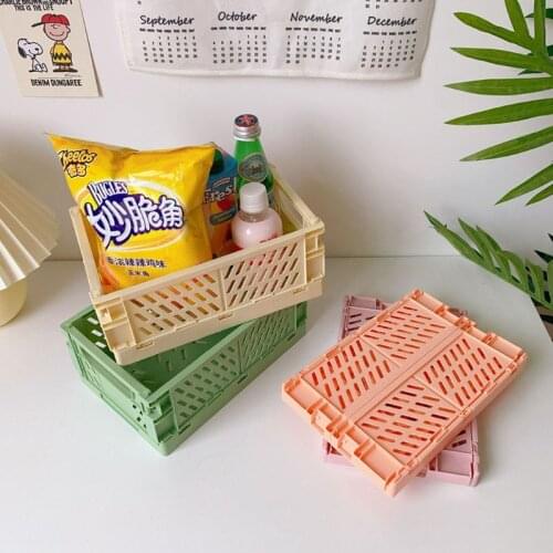 Collapsible Crate Folding Storage Box Stackable Home Kitchen Plastic Portable Baskets Foldable Food Toys Container Organizer