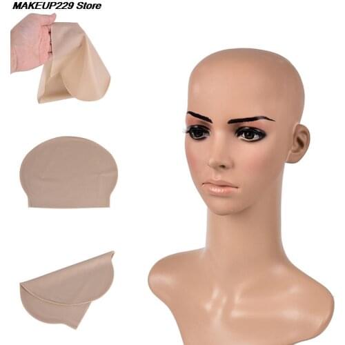 Funny Latex Skin Fake Bald Head Unisex Fancy Film Party Dress Skin Head Wig Cap Latex Mask Hat Skin Color