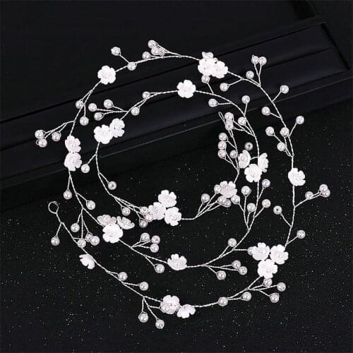 Brida Wedding Hair Band Hair Accessories Brides Head Tiara Bride Pearl Flower Hairband Women Fashion Jewelry Romantic Ornament