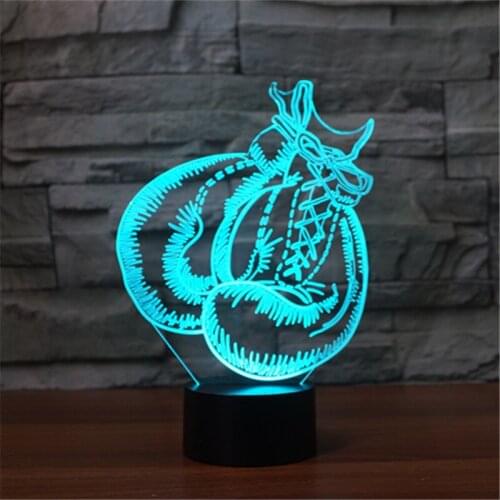 2020 foreign trade new boxing gloves seven color touch 3D Night lamp visual LED Digital figures lamp decoration Christmas gif