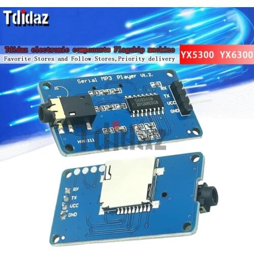 YX5300 YX6300 UART TTL Serial Control MP3 Music Player Module Support MP3 / WAV Micro SD /SDHC Card For Arduino/AVR/ARM/PIC