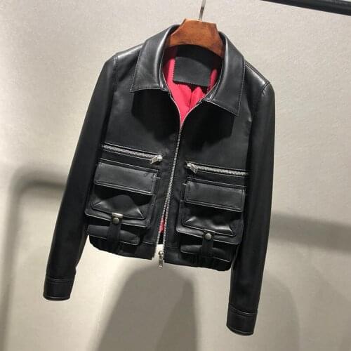 2021 New Arrival Womens Jacket Spring Short Length Genuine Leather Outerwear Female Natural Sheepskin Jackets