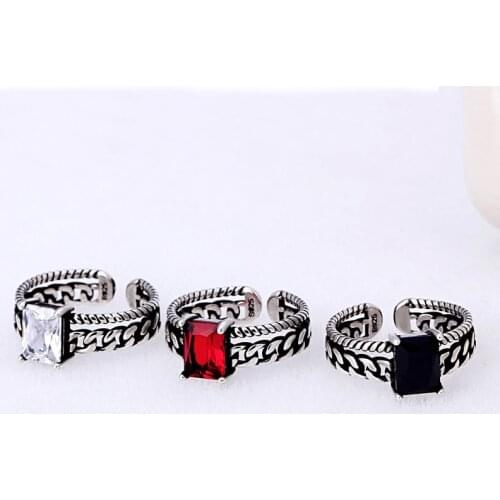 Zircon Vintage Rings Ancient Silver Plated Chain Rings For Women Jewelry Thai Silver Plated Ring Jewellery Anel Bague JL183