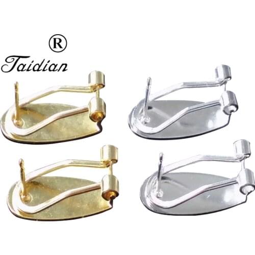Taidian 100Pieces silver Fingernail Earring Posts For Native Beaded Earring Jewelry Findings Brass material