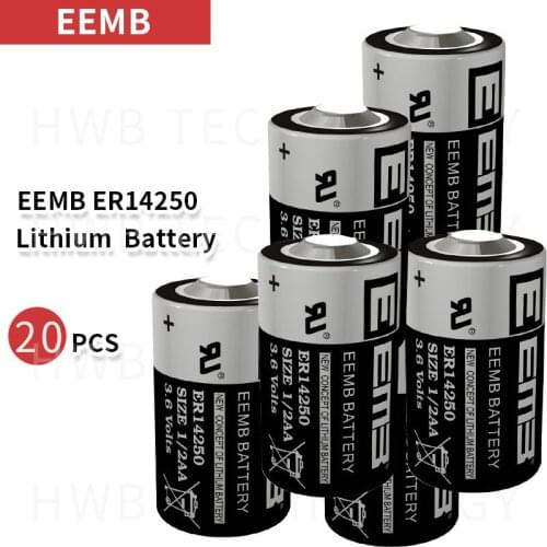 20PCS/lot EEMB ER14250 1/2AA 3.6V 1200mAH PLC lithium battery industrial instrumentation equipment and instruments battery