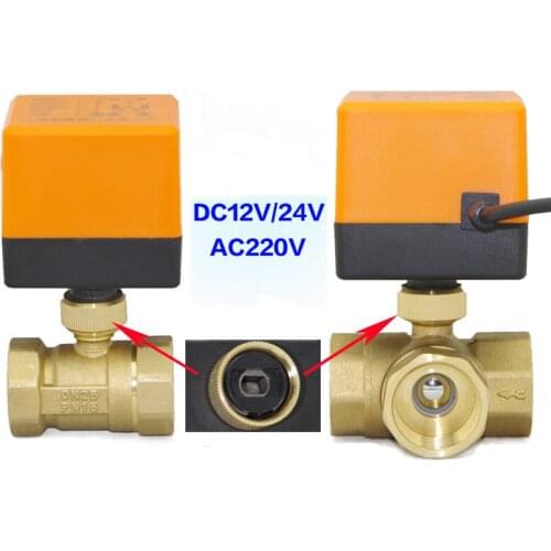 24V/220V Motorized Ball Valve 2-Way/3-Way 3-Wire Brass Electric Ball Valve Actuator Controller 2-Way-Control