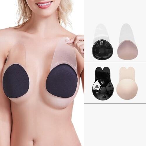 Womens Silicone Invisible Bra Push Up Dolphin Breast Lift Up Bra Tape Stickers Anti Emptied Chest Paste Adhesive Bras for Women