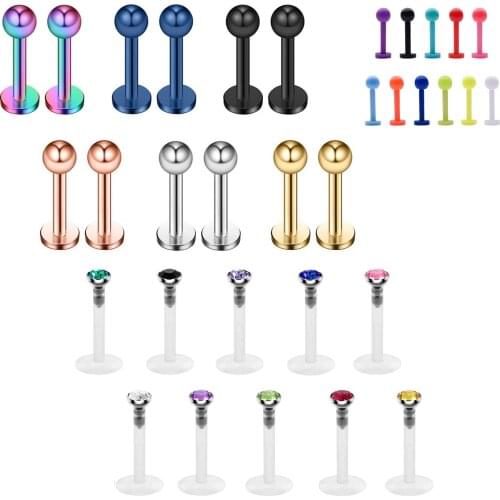 JFORYOU 16G Lip Rings Labret Studs Surgical Steel Hypoallergenic Bioplast Labret Piercing Set