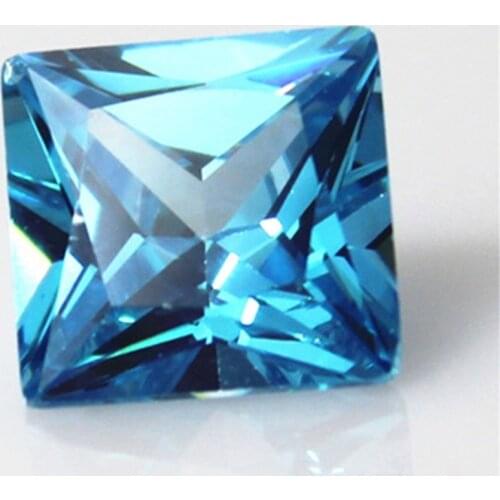 Joanlyn Aquamarine Square Faceted Gemstone Princess Cut Aquamarine Gem Multiple Sizes to Choose C22A