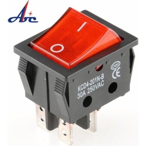 KCD4-201 ON OFF 30A/250V 16A/250V Heavy Duty 4 Pin T85 Rocker Switch with Light 12V 24V 110V 220V 380V