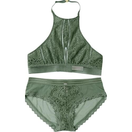 Transparent Lace Bra and Panty Set Women Sexy Lingerie Intimates Ladies Underwear Set Fashion Bra & Brief Sets Solid Color