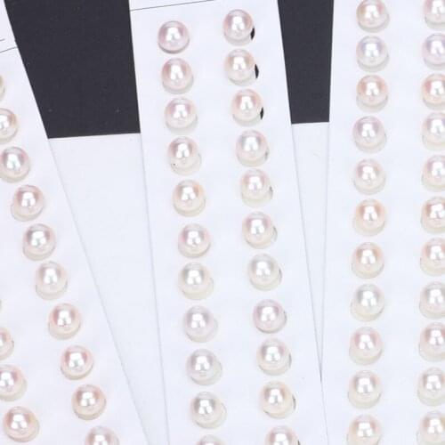 Round Pearls Zhuji Natural Freshwater Pearl 3A Quality 5mm 6mm Half Hole Round Pearl White Color Pearls