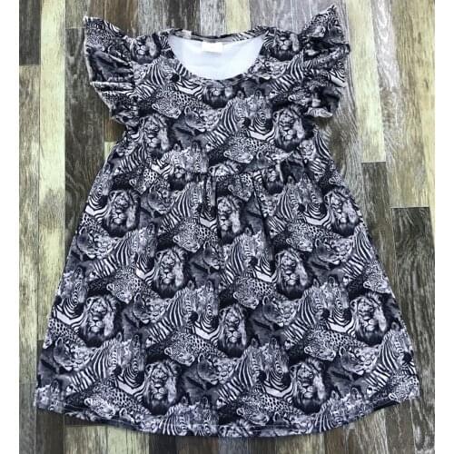 Cool Children Boutique Clothing Girls Summer Fashion Zebra Tiger Gray Print Dress