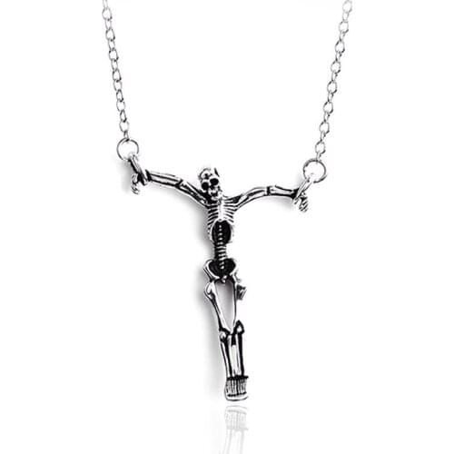 Punk Skull Body Metal Necklace For Unisex Hip Hop Vintage Skeleton Pirate Necklace Trendy Cool Gothic Statement Jewelry Gifts