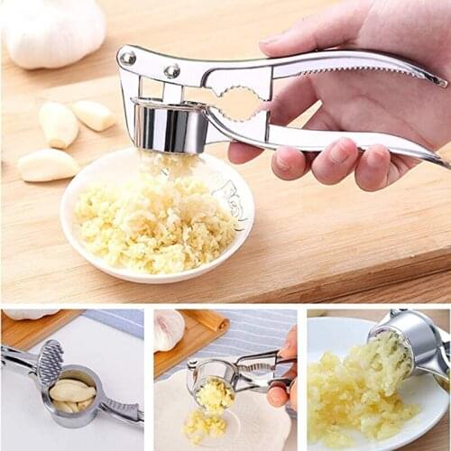 Multifunction Garlic Press Aluminum Alloy Rustproof Garlic Cutter Anti-Slip Dishwasher Safe Kitchen Use Easy to Clean L