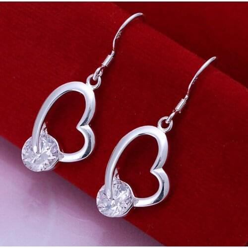 Fashion jewelry Earring For Women, Plated Earrings Inlaid Heart Earrings E150 /SVKEHQRG BGDGPLON silver color