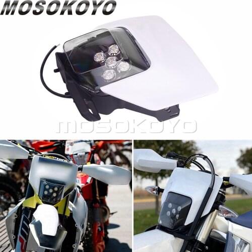 Motocross LED Headlight Enduro MX Dual Sport Head Light Front Running Lamp w/ Mask for FE TE 150/250/300/350/450/501/250i/300i