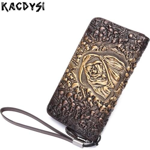Handmade Genuine Leather Men Wallet Mens Long Purse Vintage Large Clutch Bag Fashion Wallet Leather Credit Card Holder Coin Bag